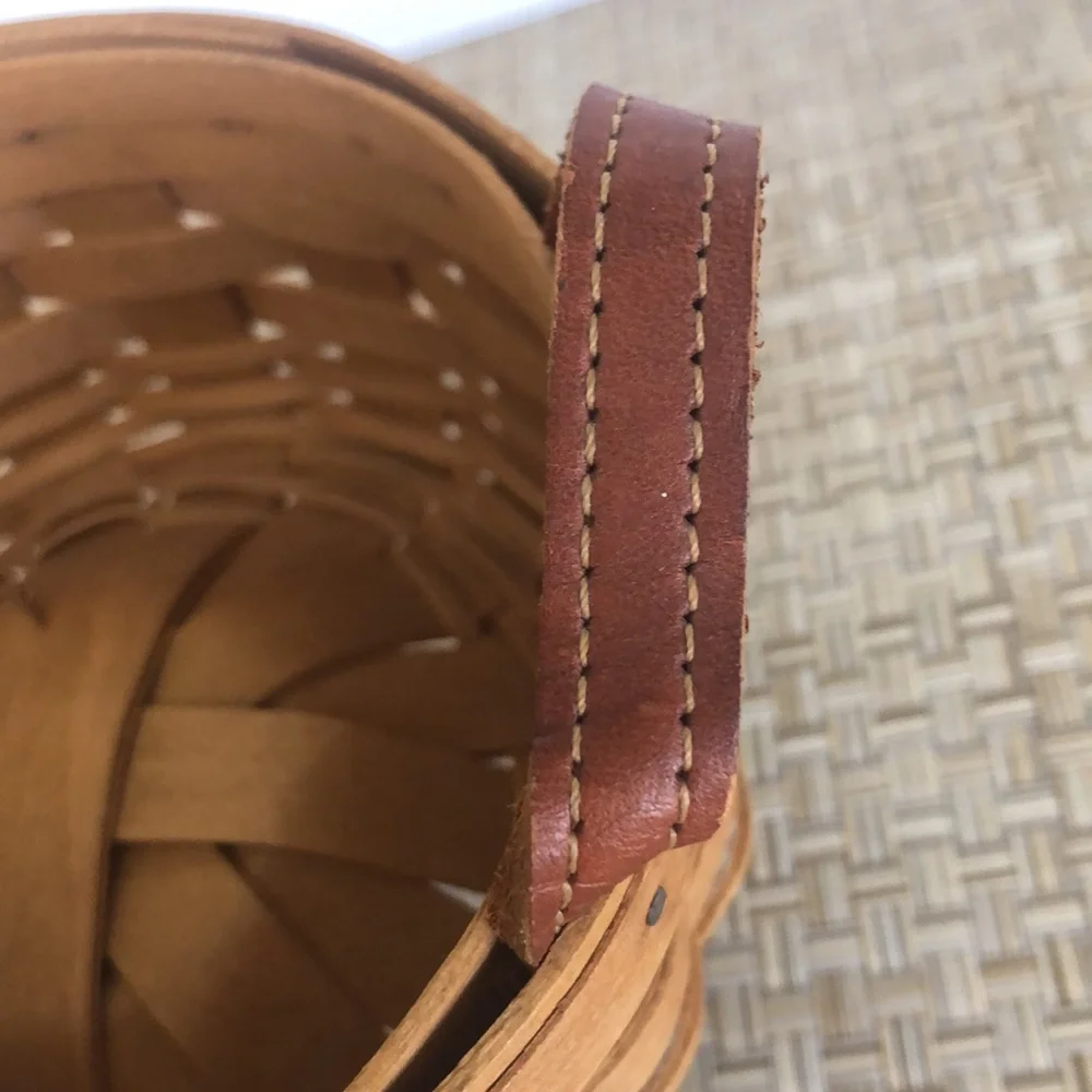 Longaberger Small Round Basket With Leather Handles